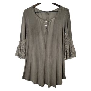 Baba women's grey bell sleeves tunic top
